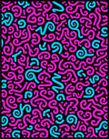 Bright Pink Blue Swirls Abstract Rug