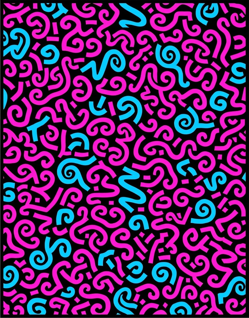 Bright Pink Blue Swirls Abstract Rug