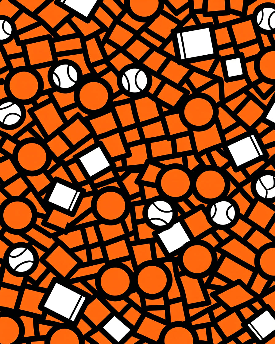 Bold Orange Geometric Tennis Ball Mix Rug