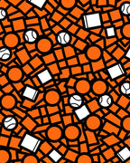 Bold Orange Geometric Tennis Ball Mix Rug