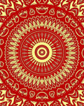 Crimson Yellow Mandala Sunburst Rug