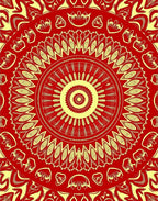 Crimson Yellow Mandala Sunburst Rug