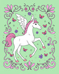 Whimsical Pink Pegasus Butterfly Floral Rug