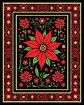 Vibrant Red Floral Garden Border Rug