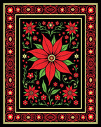 Vibrant Red Floral Garden Border Rug