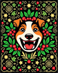 Joyful Dog Floral Crimson Garland Rug
