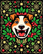 Joyful Dog Floral Crimson Garland Rug
