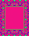 Vibrant Pink Blue Green Bubble Frame Rug