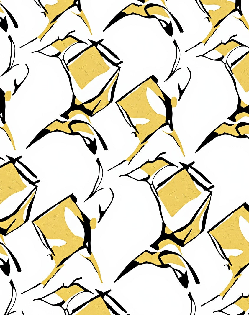 Bold Yellow Abstract Silhouette Rug