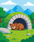 Woodland Bear Nap in Green Landscape Rug