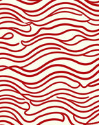 Crimson Red Abstract Wave Rug