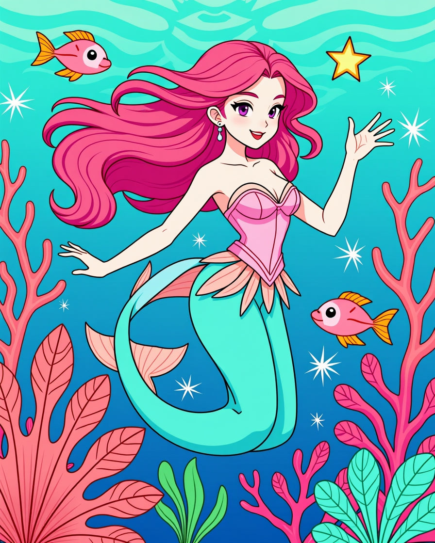 Pink Mermaid Aquatic Coral Garden Rug