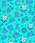 Whimsical Blue Ocean Animals Alphabet Rug