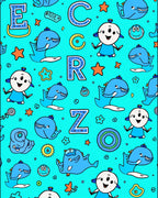 Whimsical Blue Ocean Animals Alphabet Rug