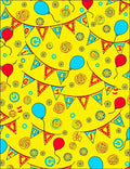 Red Blue Balloon Bunting Celebration Swirls Rug