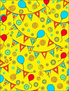 Red Blue Balloon Bunting Celebration Swirls Rug