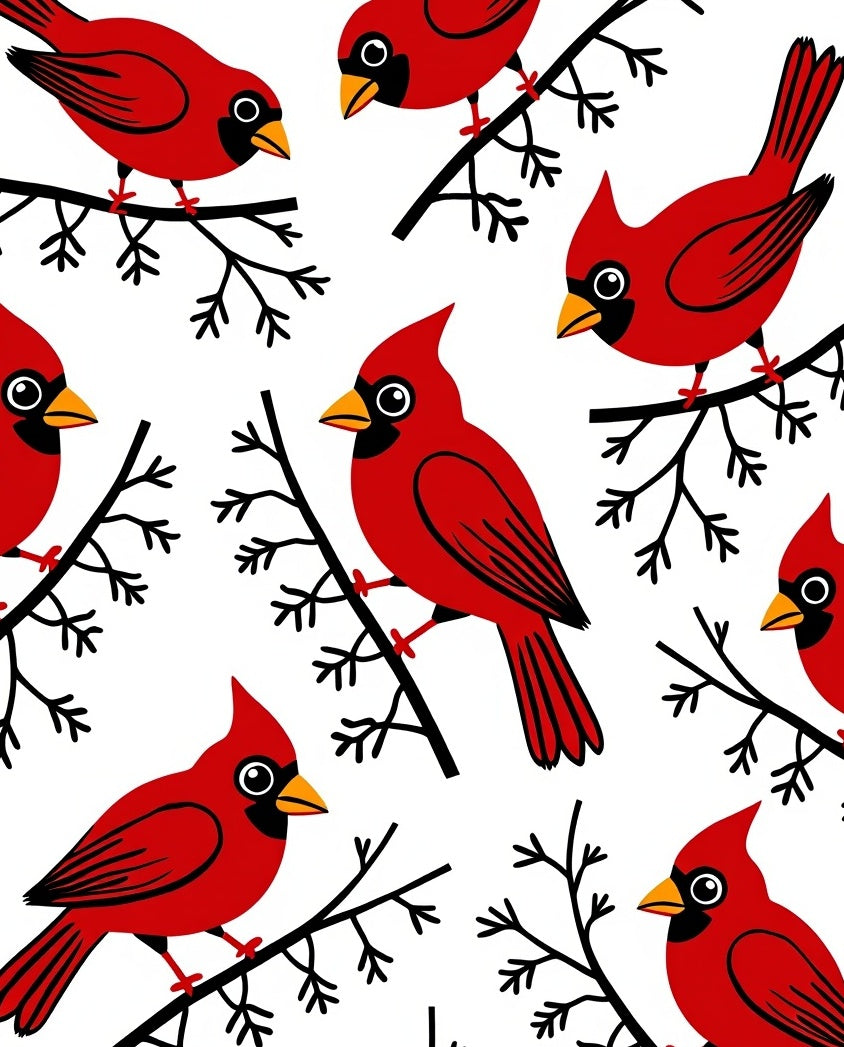 Bright Red Cardinals Perched on Branches Rug