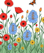 Vibrant Meadow Flowers Butterfly Garden Rug