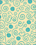 Teal Seashell Swirls Cream Rug