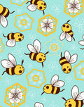 Buzzy Yellow Bees with Blue Flowers Rug
