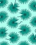 Teal Palm Leaf Scatter Rug