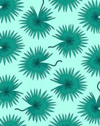 Teal Palm Leaf Scatter Rug