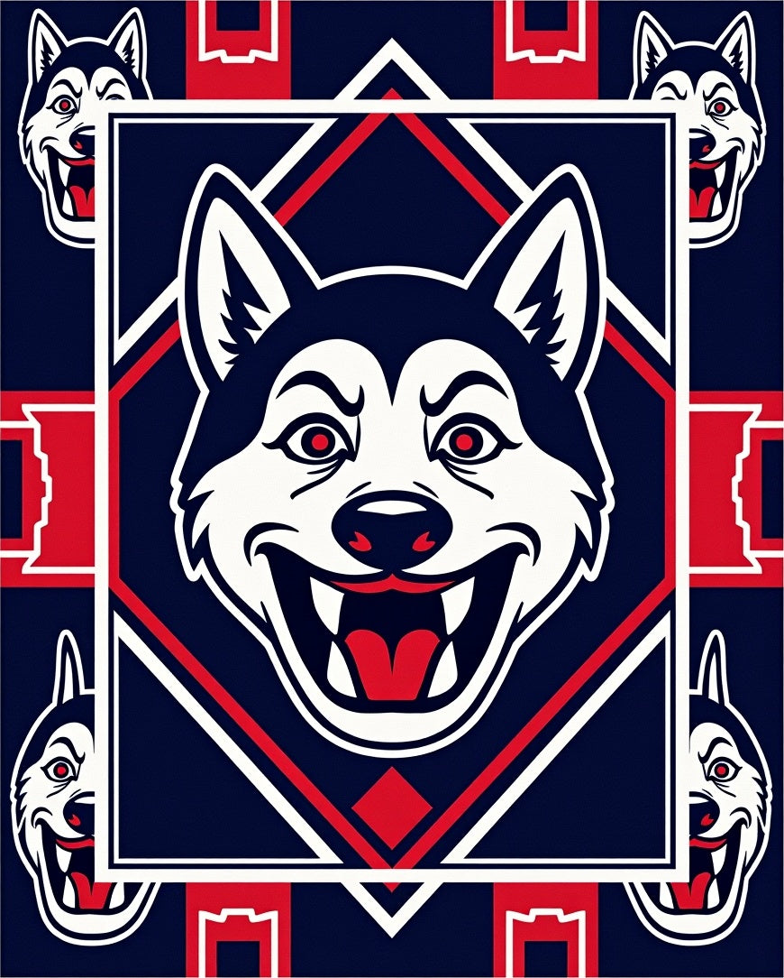 Bold Husky Face Diamond Repeating Art Rug