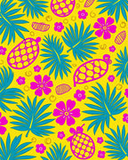 Vibrant Pink Pineapple Tropical Leaves Rug
