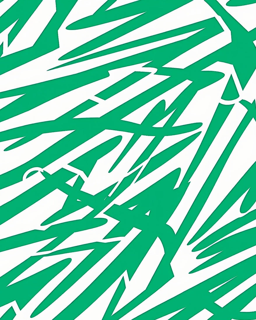 Vibrant Green Swoosh Abstract Rug