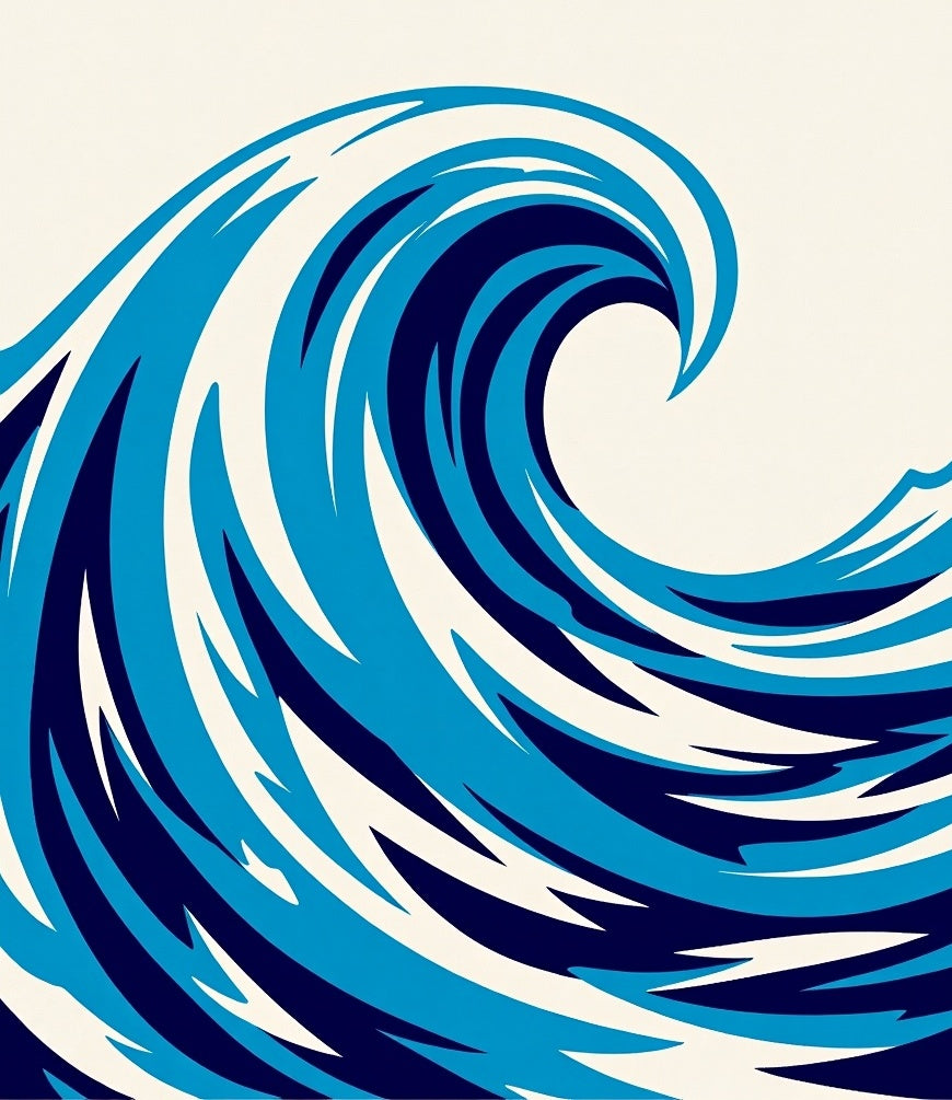 Deep Blue Abstract Ocean Wave Rug