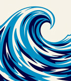 Deep Blue Abstract Ocean Wave Rug