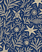 Oceanic Navy Starfish And Kelp Rug