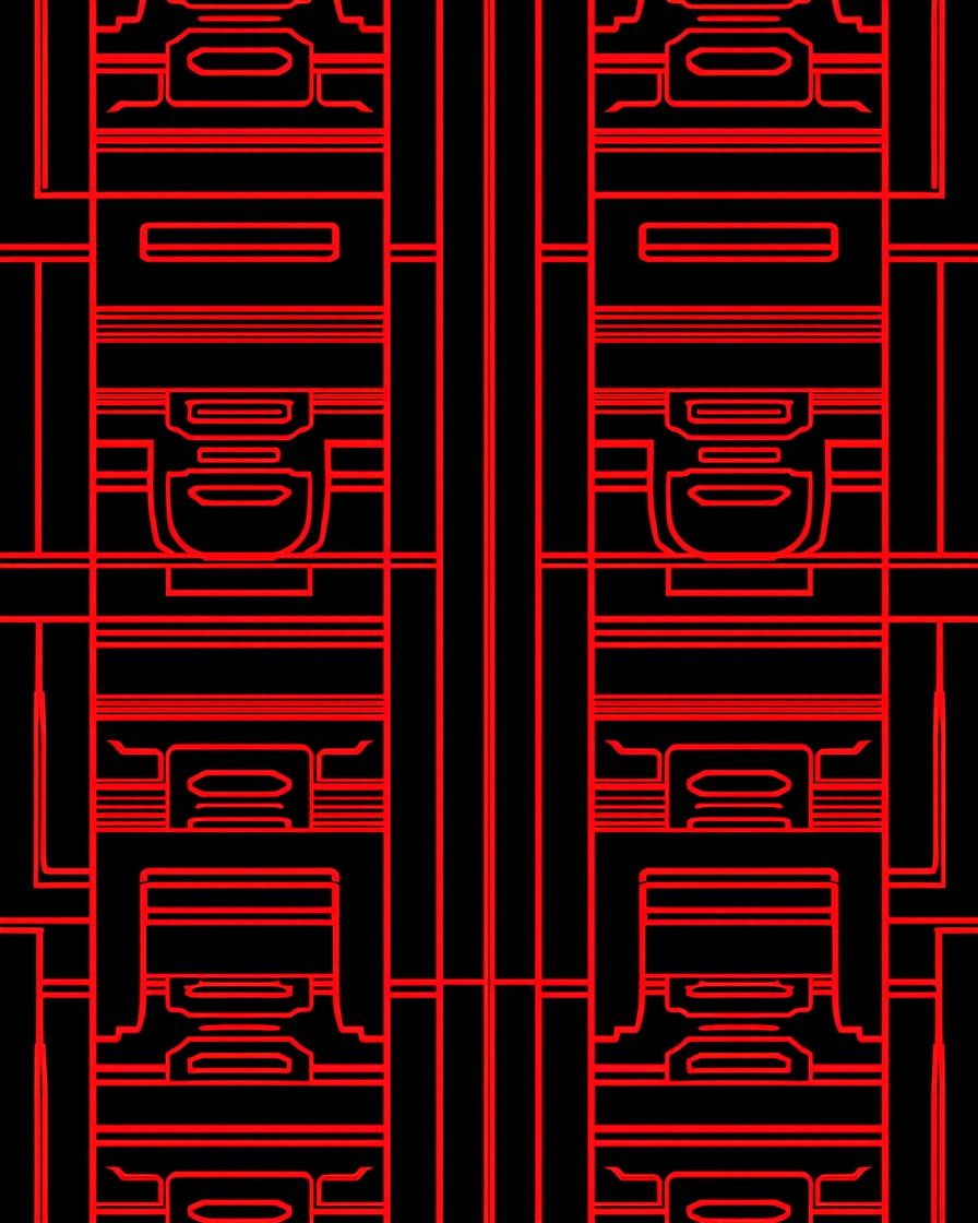 Bold Red Geometric Panels Rug