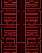 Bold Red Geometric Panels Rug