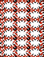 Bold Red Black Geometric Medallion Rug