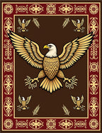 Majestic Gold Eagle Brown Border Rug