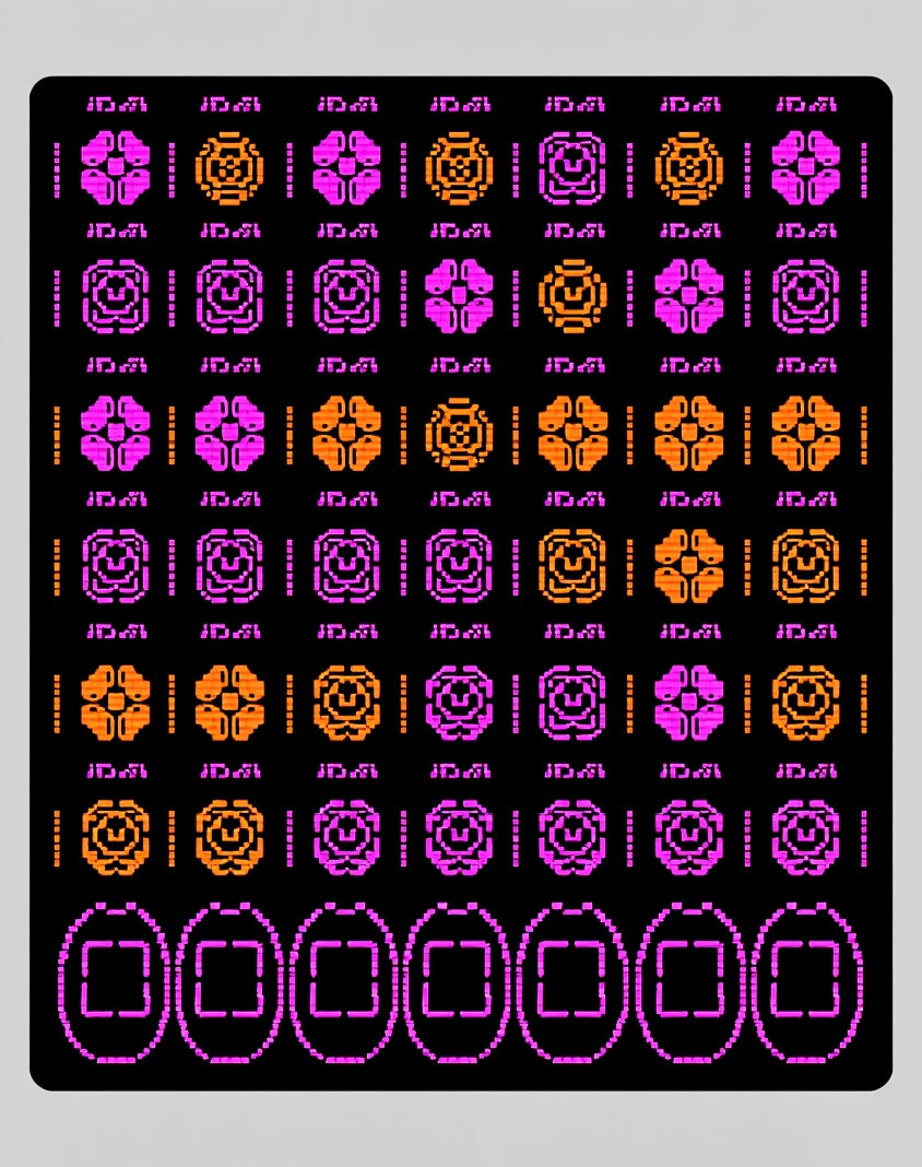 Pink Orange Pixelated Floral Medallion Rug