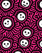 Vibrant Pink Smiley Face Sunburst Rug