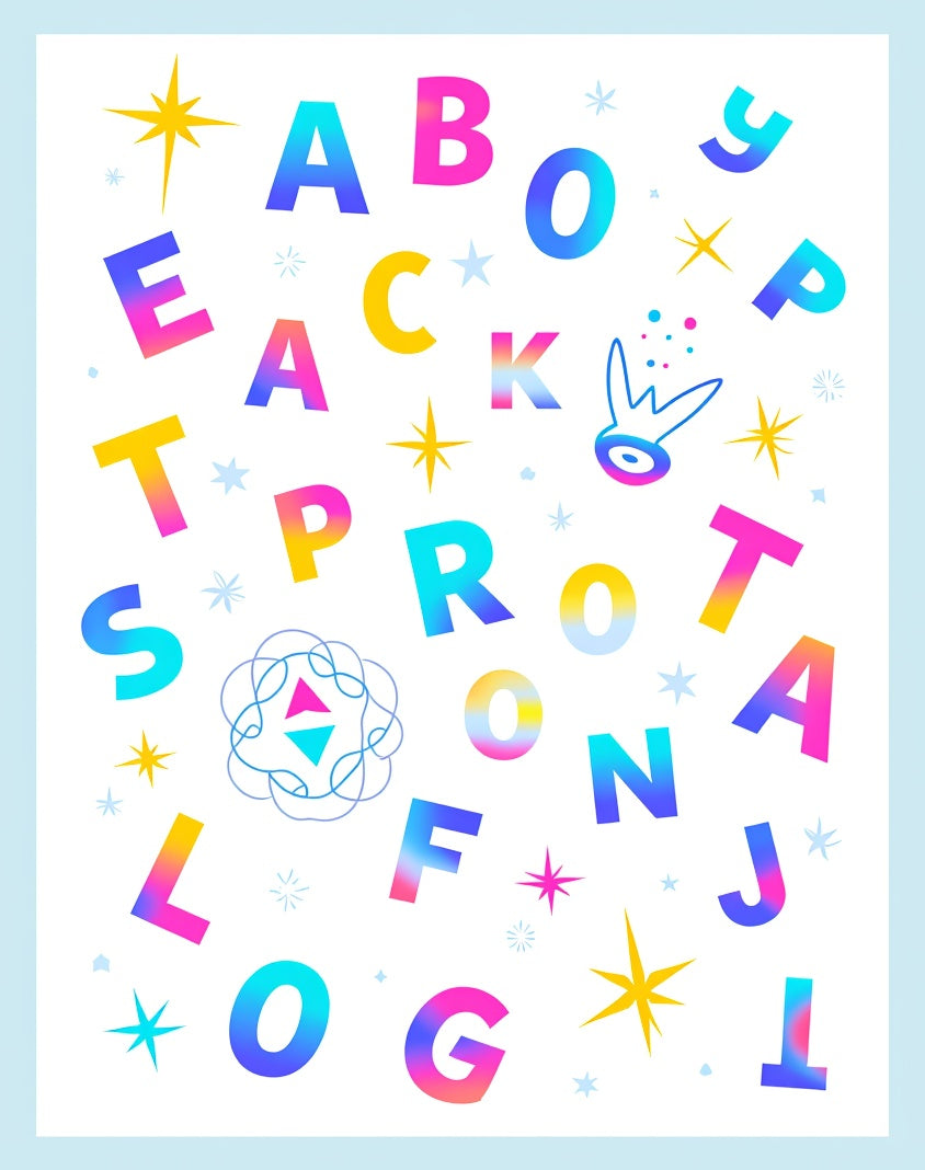 Alphabet Splash Rainbow Gradient Letters Rug