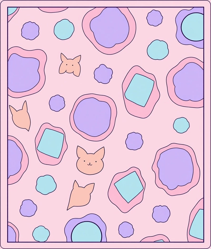 Pastel Pink Kawaii Cat Blob Rug
