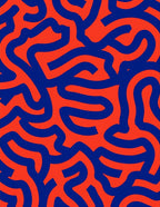Bold Blue Abstract Organic Lines Rug