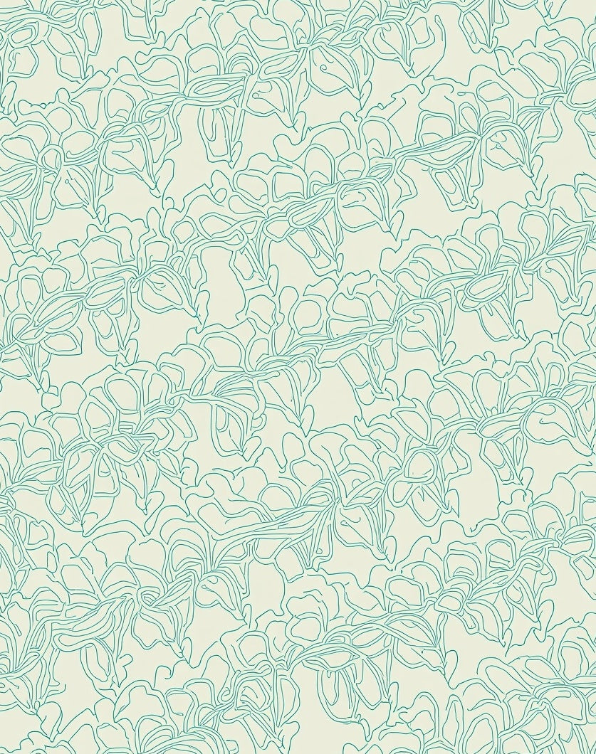 Serene Teal Vine Blossom Rug