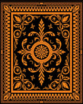 Orange Floral Medallion Black Rug