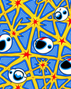 Radical Blue Yellow Starry Eyeball Rug
