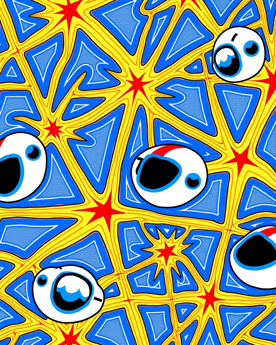 Radical Blue Yellow Starry Eyeball Rug