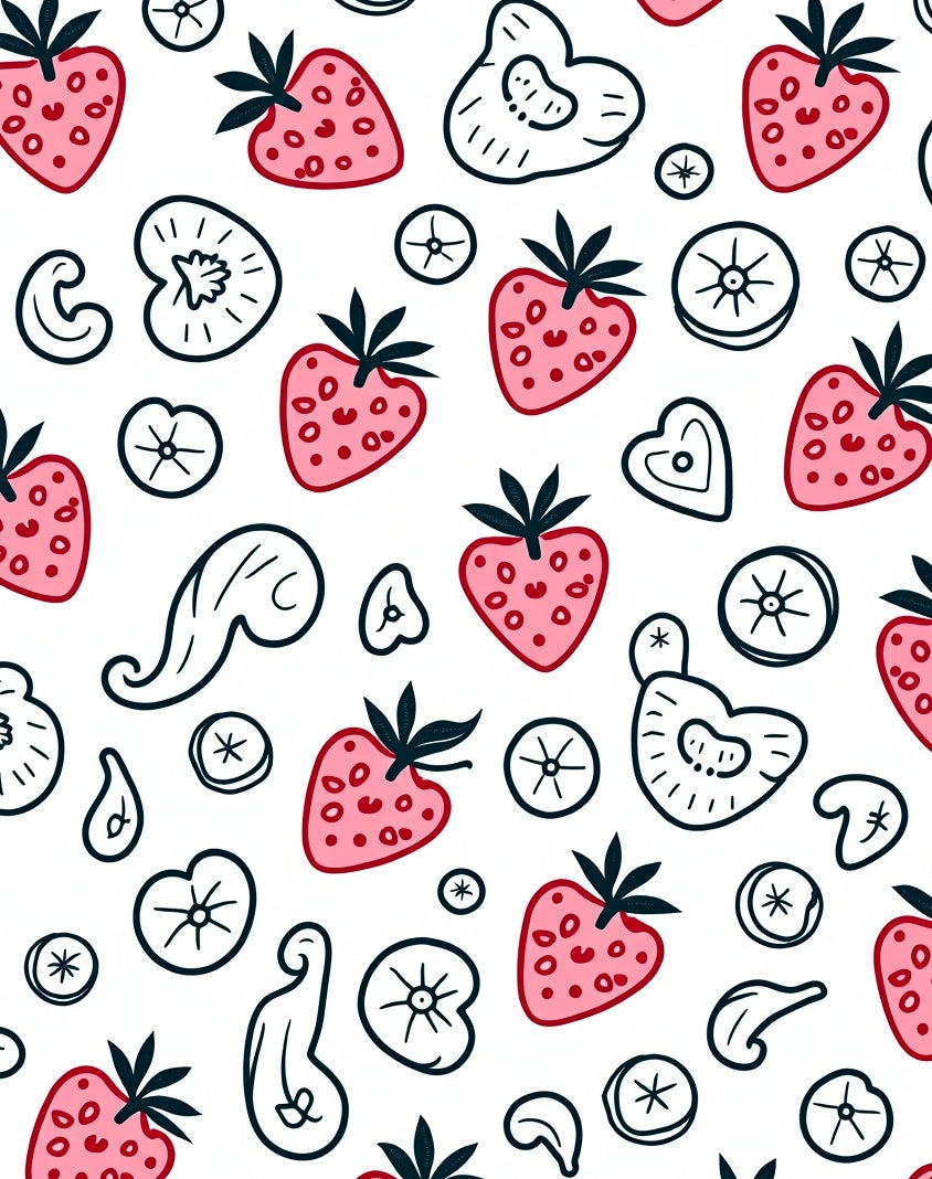 Pink Strawberry Hearts and Circles Rug