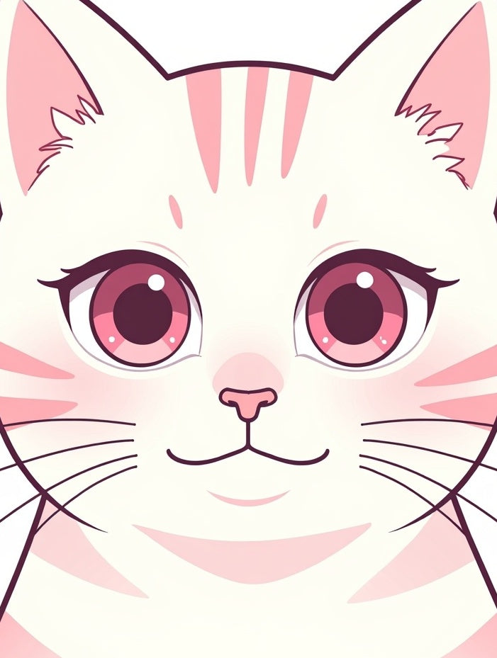 Cute Pink Striped Cat Face Rug
