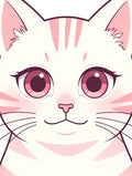 Cute Pink Striped Cat Face Rug