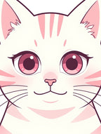 Cute Pink Striped Cat Face Rug