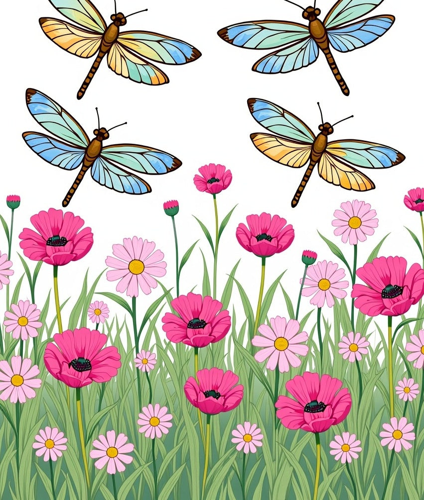 Whimsical Dragonfly Garden Meadow Rug